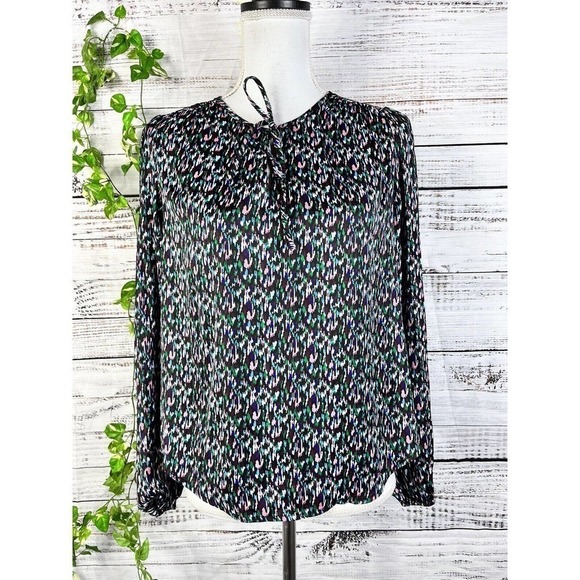 Banana Republic Blouse Top size Small Blue Pink Green Lagenlook Peasant Modest - Picture 2 of 12